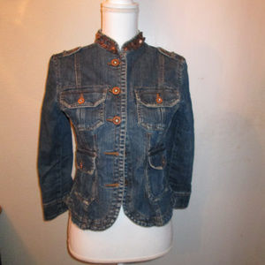 DKNY Denim Jeans Jacket with sequined collar, S